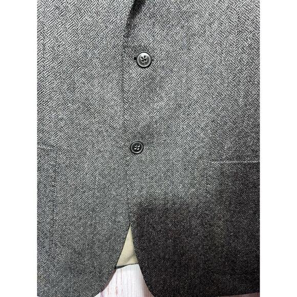 Banana Republic Men's Gray Herringbone Tweed Wool Sports Coat Blazer Size 42L - Picture 7 of 13